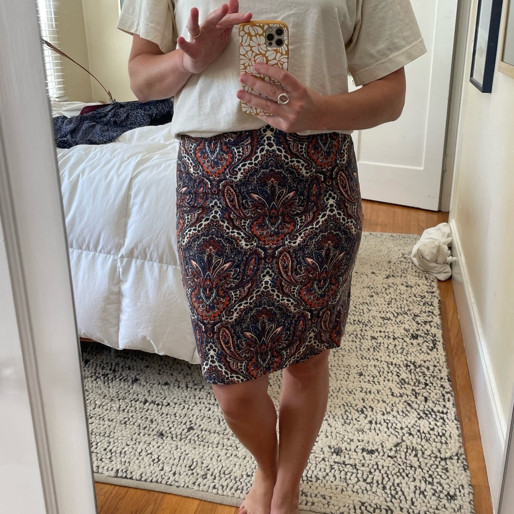 J Crew paisley pencil skirt